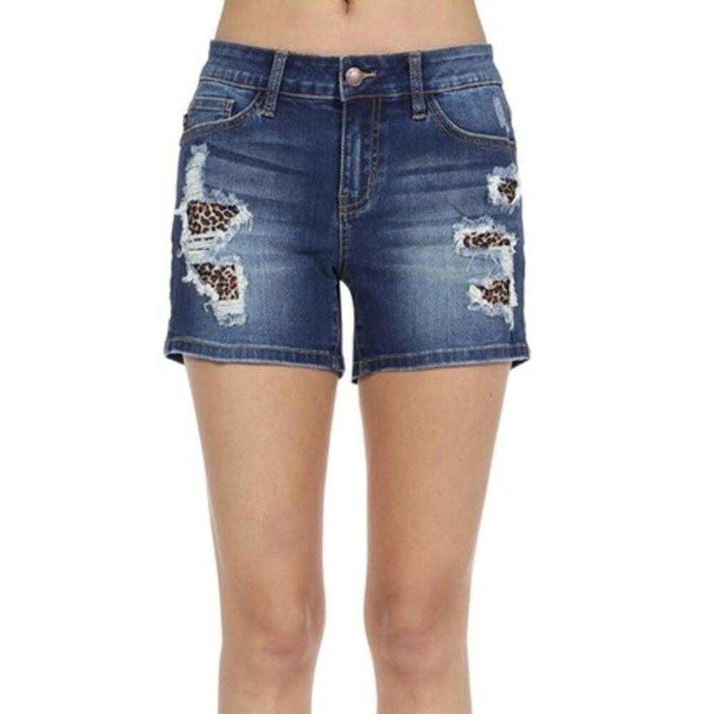 Women's Judy Blue Shorts Leopard Print Patch Distressed Women's Size 3X